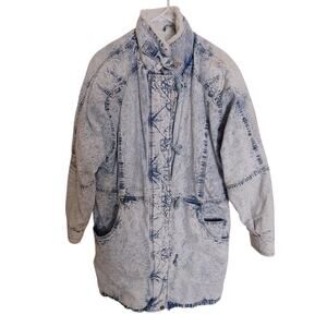 Vintage Women's Coat by Yearbook Acid Wash Sherpa Lined Heavy Medium